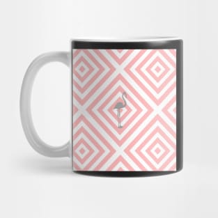 Gray Flamingo - Abstract geometric pattern - pink and white. Mug